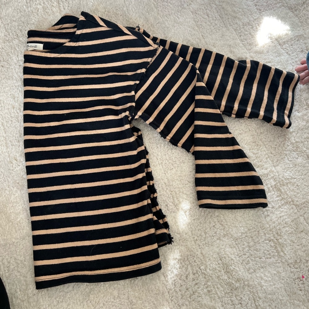 Madewell striped cotton 3/4 sleeve shirt